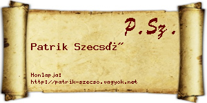 Patrik Szecső névjegykártya